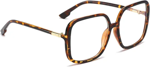 Miniatura 3 de Lentes de lectura cuadrados retro para mujer, con bloqueo de luz azul, marcos de anteojos de gran tamaño (leopardo, 2.0, x)