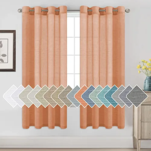 Miniatura 47 de H.VERSAILTEX Cortinas de 96 pulgadas de largo, cortinas de lino/cortinas transparentes de mezcla de lino natural/paneles/cortinas para sala