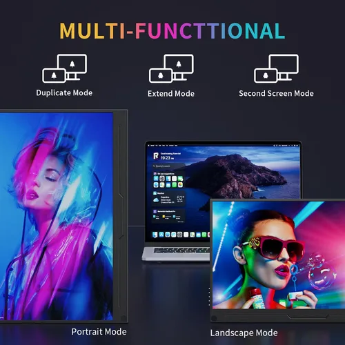 Miniatura 3 de MAGICRAVEN Monitor portátil, extensor de pantalla USB-C y HDMI, segunda pantalla para consola con altavoces integrados, funciona con PS5, Xbox