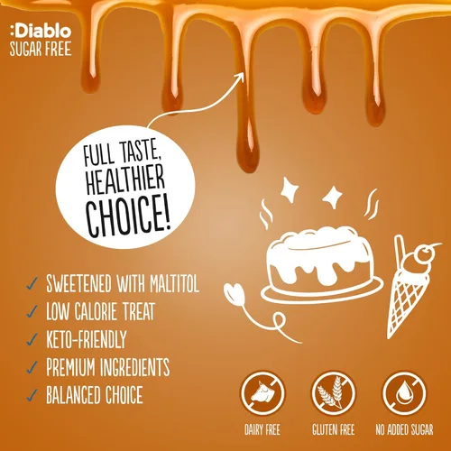 Miniatura 5 de Diablo Salsa de postre de caramelo salado sin azúcar, edulcorante líquido sin gluten, cobertura para brownies, panqueques, gofres, helados, batidos