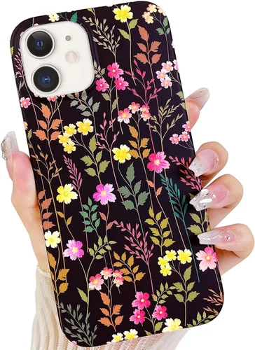 Miniatura 2 de Qokey Funda compatible con iPhone 11 de 6.1 pulgadas, bonito diseño de flores para niñas y mujeres, patrón de conchas de cristal brillante