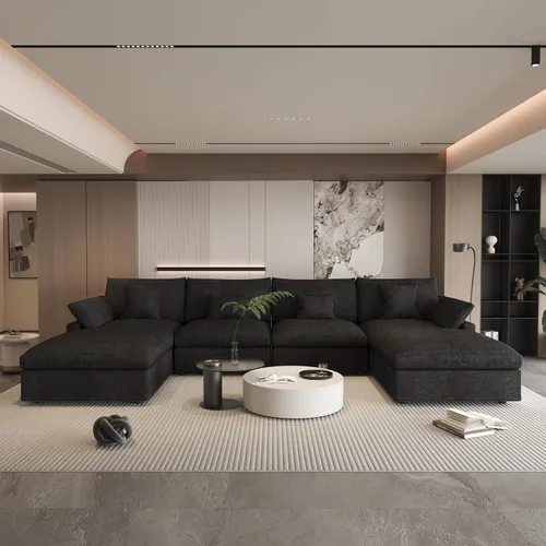 Miniatura 45 de WJShome Sofá Seccional Cloud Couch de 83 pulgadas para sala de estar, sofá seccional modular relleno de plumón, sofás en forma de L con otomana