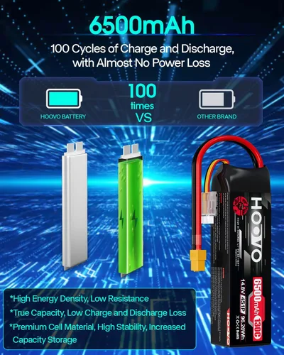 Miniatura 4 de HOOVO Batería Lipo 4S de 14.8 V 6500 mAh 130C RC, Softcase con enchufe XT60 para Maxx X-Maxx RC auto, camión, buggy crawler avión, barco RC, 2