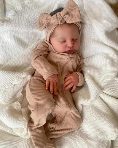 Miniatura 4 de Angelbaby Muñecas bebé reborn de 19 pulgadas, bebé recién nacida realista que duerme, muñeca Laura, bebé suave de silicona, sensación de bebé