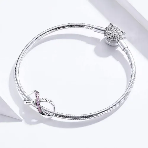 Miniatura 25 de Abalorios de plata de ley para pulseras, collares, familia para siempre, circonita cúbica, regalo de joyería para mujeres