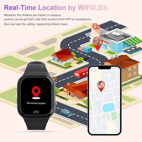 Miniatura 4 de Reloj inteligente 4G para niños, rastreador GPS, reloj inteligente para niños y niñas, reloj de teléfono, videollamadas, alarma de emergencia, juego