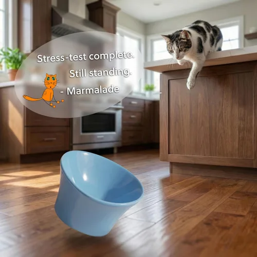Miniatura 5 de Cuencos elevados para agua para gatos – Cuenco elevado para gatos de interior – Platos para gatos poco profundos con bigotes y cuello – Altura