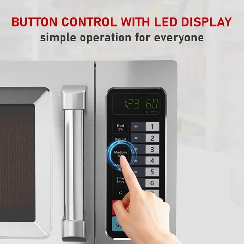 Miniatura 5 de CROSSON Horno microondas comercial para encimera de 25L con 10 menús de memoria programables, 5 niveles de potencia, 3 etapas de cocción y control