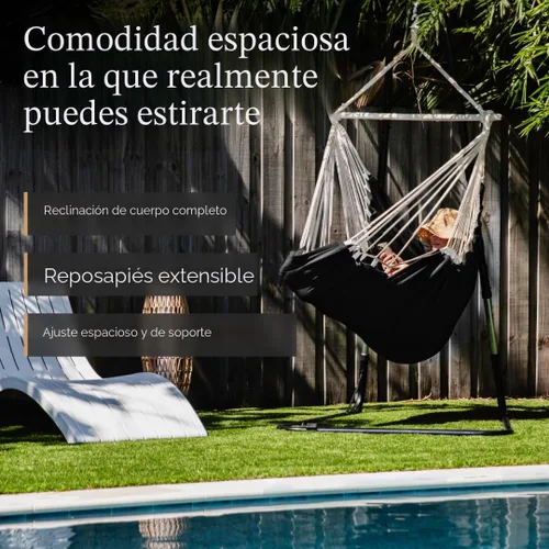 Miniatura 2 de Silla colgante hamaca columpio – Silla colgante para exteriores e interiores – Silla columpio hamaca – Instalación rápida y fácil con kit de Negro