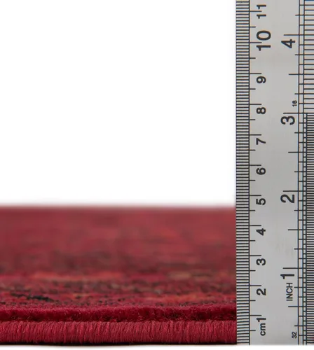 Miniatura 2 de Unique Loom Tekke Collection Zeravshan - Alfombra (3 pies 1 pulgada, redonda, rojo/negro)