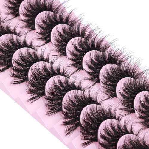 Miniatura 3 de FANXITON - Pestañas postizas de visón esponjosas, 20 mm, de ojo de gato, largas, 5D, dramáticas, 10 pares de pestañas postizas de visón sintético