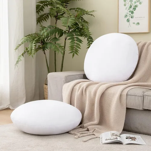 Miniatura 7 de MIULEE Almohada redonda de 14 pulgadas, almohada de suelo, funda de relleno para cojín decorativo, cama, sofá, boda