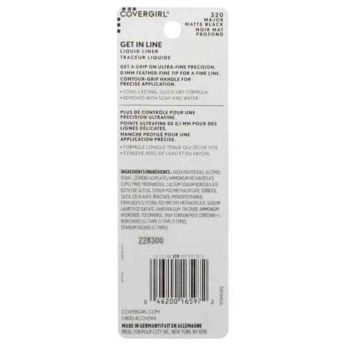 Miniatura 2 de COVERGIRL Get In Line - Delineador de ojos líquido, cristal negro, de larga duración, 0.08 onzas, punta fina, mango de agarre de contorno