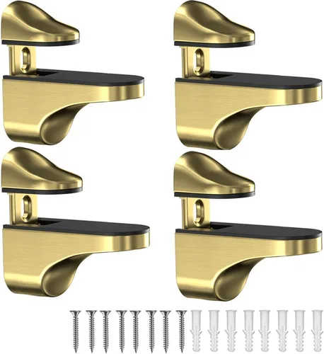 Miniatura 7 de Soporte de pared ajustable para estante de madera/vidrio, negro, paquete de 2