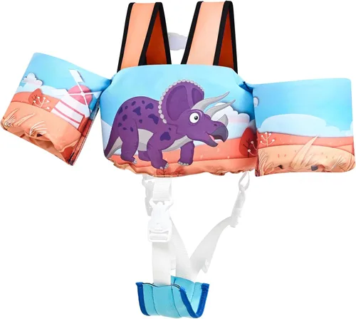 Miniatura 12 de Chaleco de natación para niños pequeños, flotadores para niños de 22 a 66 libras, chaleco de natación extraíble con correa de entrepierna y arnés