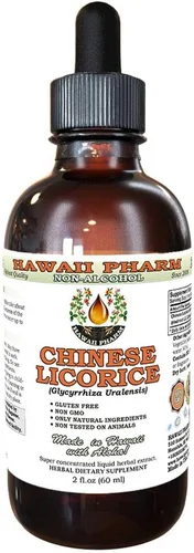 Hawaii Pharm Extracto líquido de regaliz chino sin alcohol, regaliz chino (Glycyrrhiza Uralensis) Suplemento herbario natural de glicerita de raíz,
