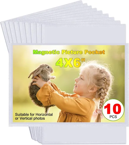 Miniatura 42 de Marco de Fotos Magnético Negro CHUNNIAO 4X6 para Refrigerador, Fundas de Imanes de Fotos Negro 4X6" 10PCS