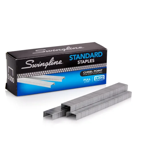 Swingline® Grapas estándar, 1/4 ", tira completa, caja de 5,000