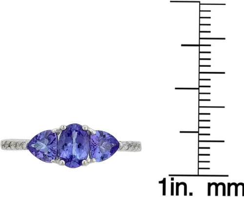 Miniatura 5 de Gin & Grace Anillo de tanzanita azul de oro blanco de 10 quilates (I1, I2) (talla 7) para mujer, Metal Metal Piedra preciosa Piedra, tanzanita