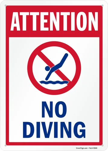Miniatura 10 de SmartSign Letrero "Attention - No Diving" Aluminio de 12 x 18 pulgadas
