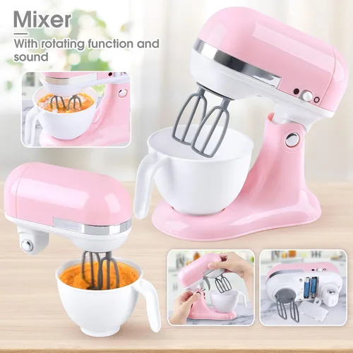 Miniatura 4 de Juguetes de electrodomésticos de cocina, juego de accesorios de cocina para niños, juguetes de cocina de simulación para niños de 4 a 8 años, Rosa