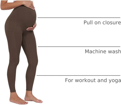 Miniatura 9 de WHOUARE Leggings de maternidad sobre el vientre con bolsillos para mujer, cintura alta, entrenamiento, pantalones de yoga