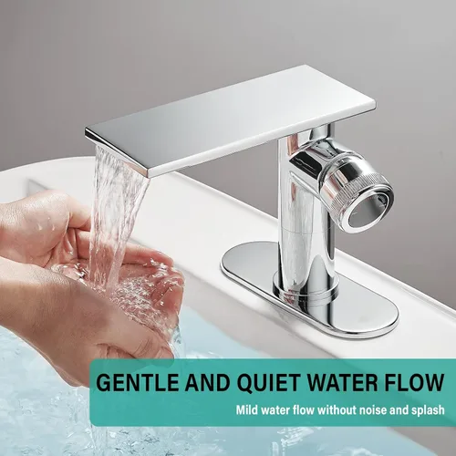 Miniatura 7 de becola Grifo de baño cromado moderno, grifo de cascada para lavabo de baño, grifo de lavabo de baño de un solo orificio, grifo mezclador de lavabo