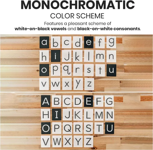 Miniatura 4 de Montessori - Juego de letras de papel de lija Tarjetas táctiles en minúsculas en blanco y negro Herramienta de aprendizaje sensorial