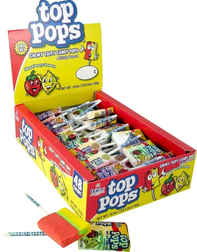 Miniatura 9 de Top/Taffy Pops Sabores Surtidos 48ct