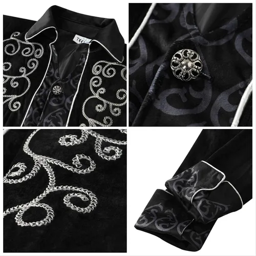 Miniatura 7 de Chaqueta gótica steampunk vintage para hombre, abrigo victoriano, uniforme de Halloween