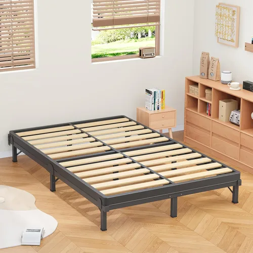 Miniatura 2 de MAF Bastidor de cama de metal Queen de 8 pulgadas, base de cama de soporte de 9 patas, marco de cama Queen para somier y colchón, base de cama Negro