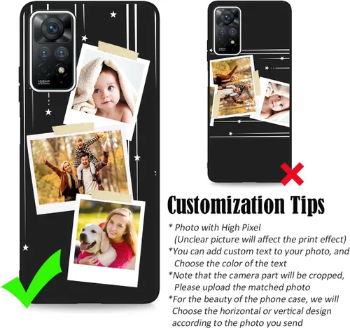 Miniatura 3 de Funda de teléfono personalizada para Xiaomi Redmi Note 11 Pro 4G y 5G/Note 12 Pro 4G con fotos y nombre de texto, imagen personalizada, funda negra