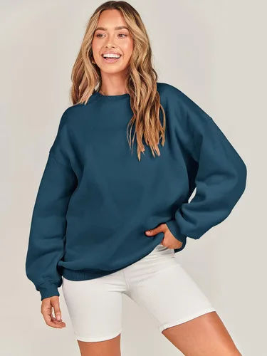 Miniatura 7 de ANRABESS Sudadera de gran tamaño para mujer, de forro polar, manga larga, cuello redondo, informal, para otoño 2023, ropa de moda