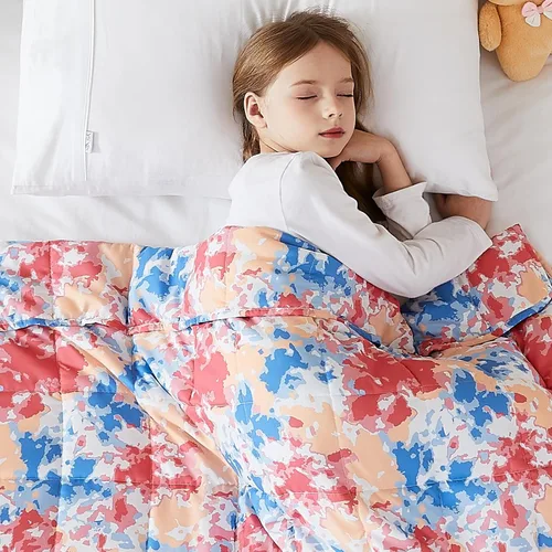 Miniatura 18 de L'AGRATY Manta con peso de 5 libras, para regazo, manta pequeña y portátil para adultos, refrescante, para viajar, relajarse y dormir, para todas