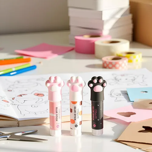 Miniatura 3 de 3 piezas de color aleatorio garra de gato lindo pegamento palo kawaii papelería vinculación herramienta escuela oficina suministros de una pieza
