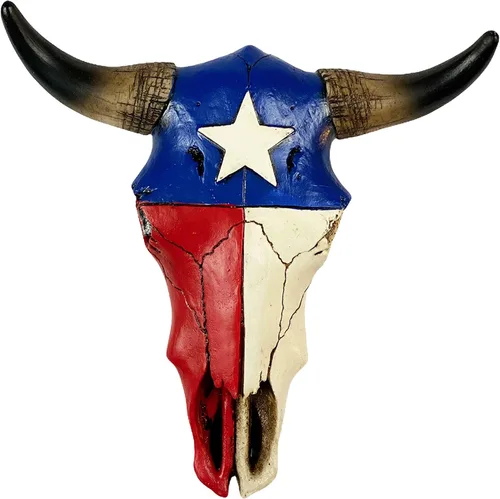 Urbalabs - Escultura de pared de cuernos de calavera de cuerno largo de Texas, animales de taxidermia sintética, decoración de pared occidental,