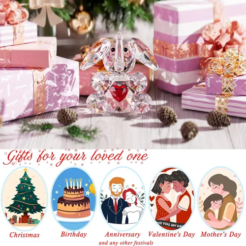 Miniatura 4 de YWHL Bonitos regalos de elefante de cristal para mujer, ideas de regalo de elefante blanco hecho a mano, decoración de animales borrachos pequeños