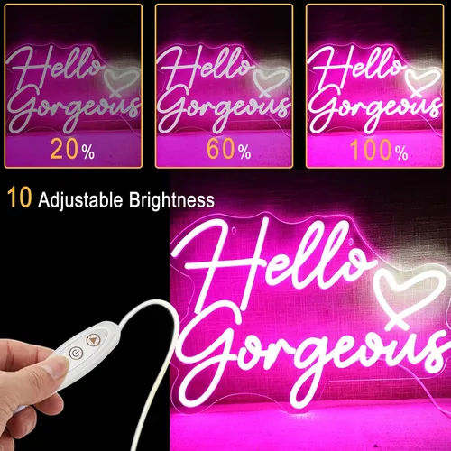 Miniatura 4 de Neonwall - Letrero de neón con texto en inglés "Hello Gorgeous para bodas, decoración de habitación de dormitorio, fiesta de cumpleaños, centro