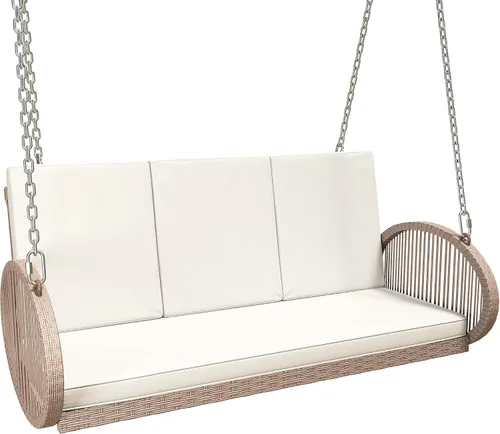 Miniatura 4 de YITAHOME Columpio colgante para porche para 3 personas, color beige