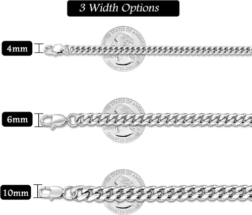 Miniatura 5 de Jewlpire - Cadena de eslabones cubanos chapada oro 18 quilates para hombres, mujeres o niños, corte diamante, acero inoxidable 316L de 18, 20, 22