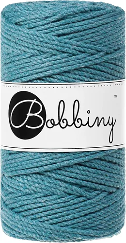 Miniatura 18 de Bobbiny Cordón de macramé regular de 0.118 in y 3 capas (aguamarina), 108yds/330 pies (100% algodón reciclado)