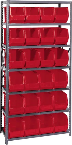 Miniatura 496 de Quantum QSBU-245BK Heavy Duty Shelving Unit with (7) Shelves and (24) QUS245 Black Bins for Garage Warehouse Storage Distribution 400 lb Load