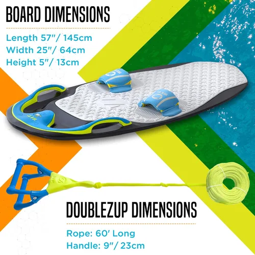 Miniatura 7 de ZUP You Got This 260 Board and Handle Combo with EVA Foam Padding, All-in-One Kneeboard, Wakeboard, Wakeskate, and Wakesurf Board for Kids, Teens