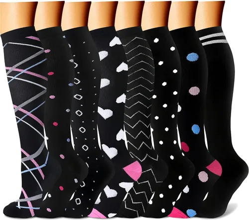 Miniatura 34 de CHARMKING Calcetines de compresión para mujeres y hombres para circulación (8 pares) 15-20 mmHg, mejor soporte para ciclismo atlético