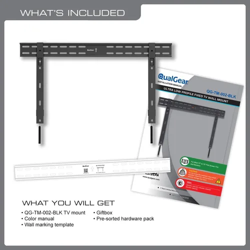Miniatura 3 de QualGear QG-TM-002-BLK - Soporte de pared fijo y ultra delgado de 37 a 70 pulgadas, perfil bajo, universal para televisores LED, color negro
