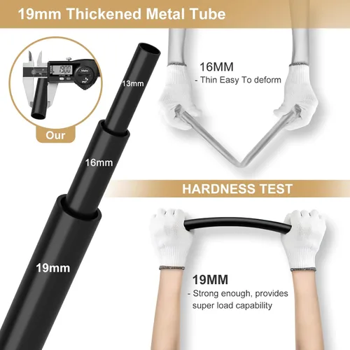 Miniatura 4 de VTRIN Armario portátil para colgar ropa con cubierta, 3 varillas colgantes, 6 estantes de almacenamiento y bolsillo lateral, Tubo de metal