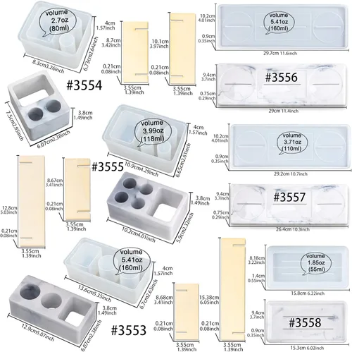 Miniatura 2 de Juego de moldes de silicona de resina epoxi para cemento, hormigón, arcilla polimérica, bandeja organizadora de almacenamiento de baño, 6