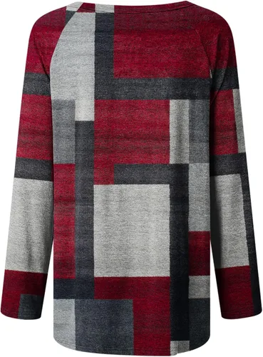 Miniatura 4 de Túnicas o tops para mujer para llevar con leggings, manga larga, ajuste holgado, ropa de otoño, cuello redondo, degradado, cómodas, blusas 05 Rojo