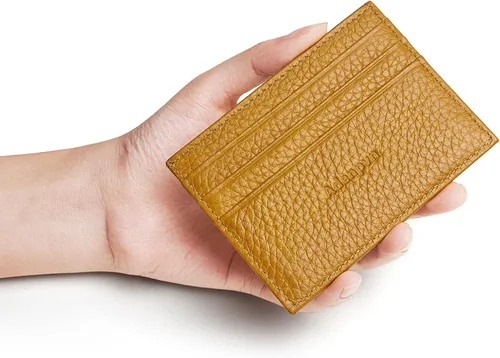Miniatura 23 de Cartera de tarjeta de crédito de cuero genuino, billetera minimalista, inserciones de billetera delgada, 003, Estuche para tarjetas de crédito