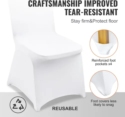 Miniatura 5 de VEVOR 12 Piezas Fundas de Silla de Frente Plano Poliéster Spandex Funda de Silla Elástica Fundas Deslizantes, Bodas, Vacaciones, Banquetes, Fiestas